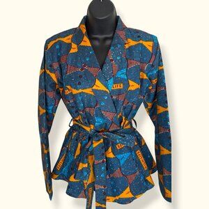 High Life African Print Belted Kimono Jacket